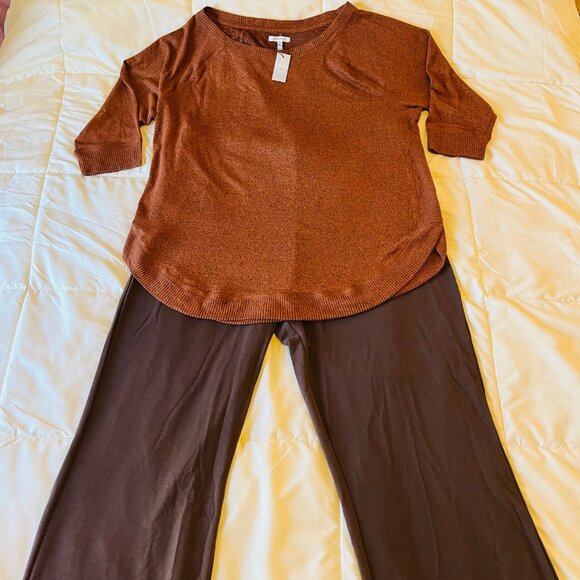 Kim Rogers Pull-on High Rise Wide Leg Pants in Ranch Brown (1X) New with Tag - Picture 4 of 7